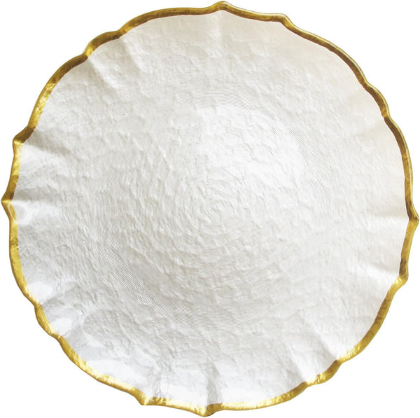 Ice Queen Pearl & Gold Glass Charger Plates 4-Piece Set 13