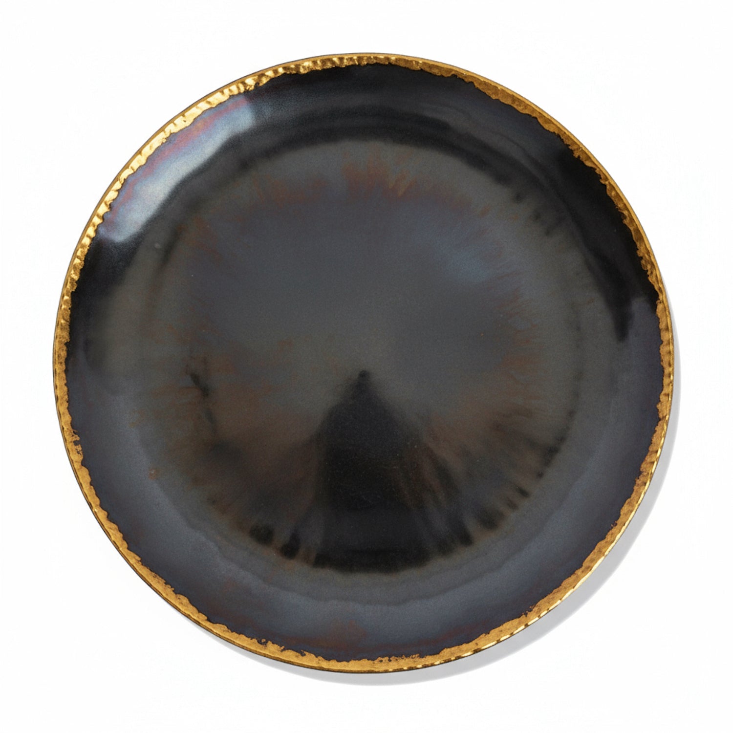 Centro Black Glass Charger Plate with Gold Rim 13