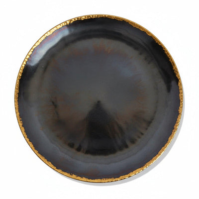 Centro Black Glass Charger Plate with Gold Rim 13