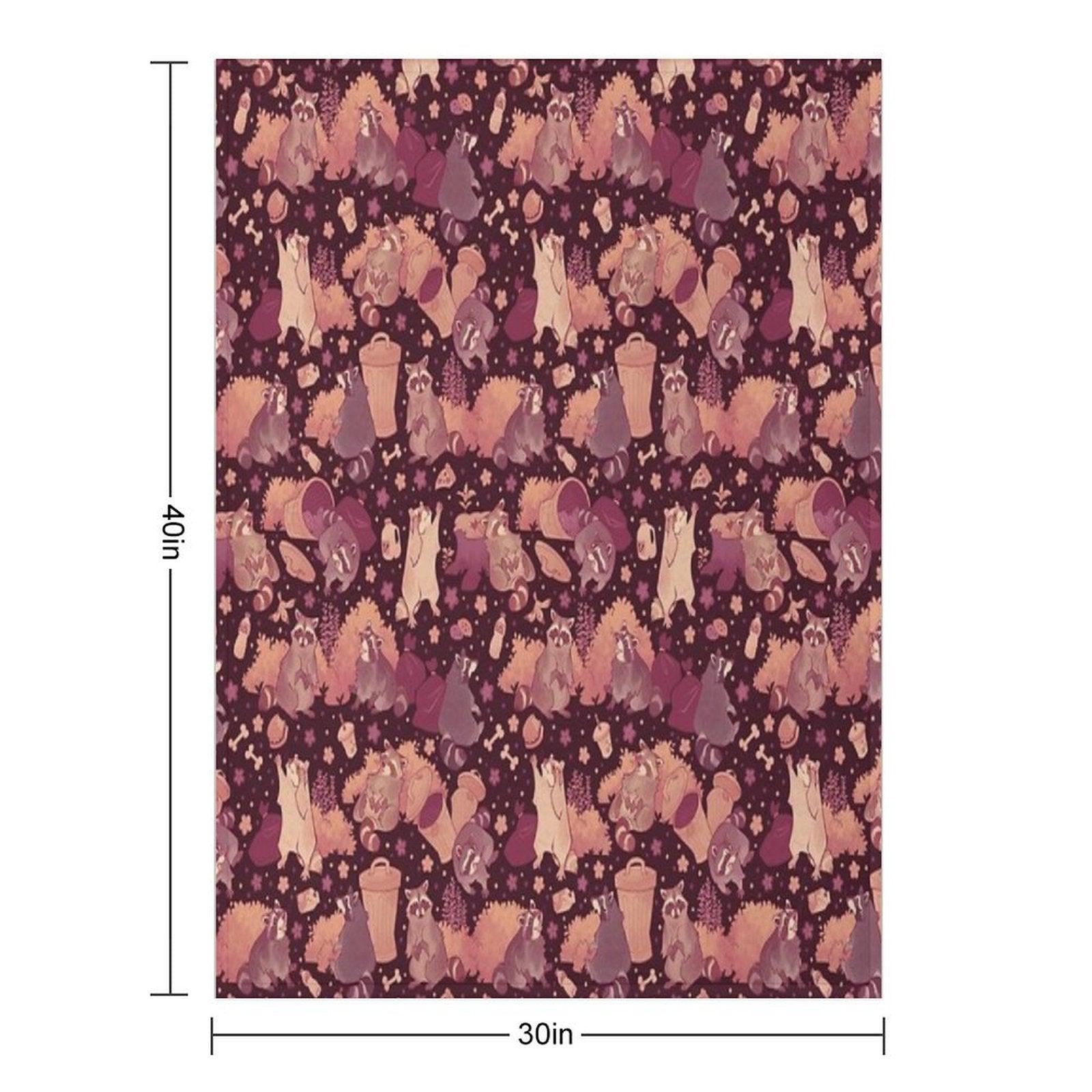 Raccoons Nighttime Pillage Throw Blanket