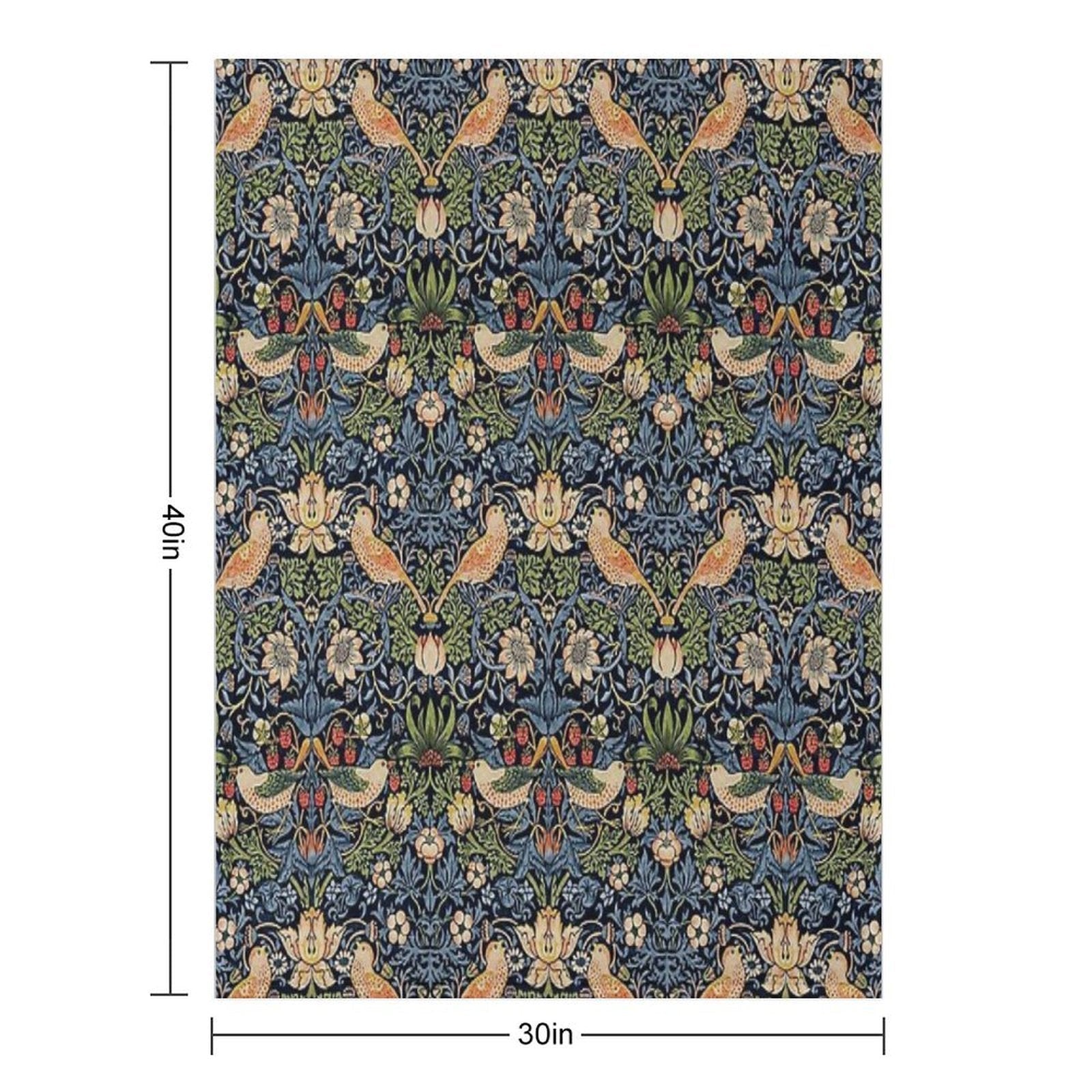 Strawberry Thief Royal Vintage Pattern Sustainable Throw Blanket