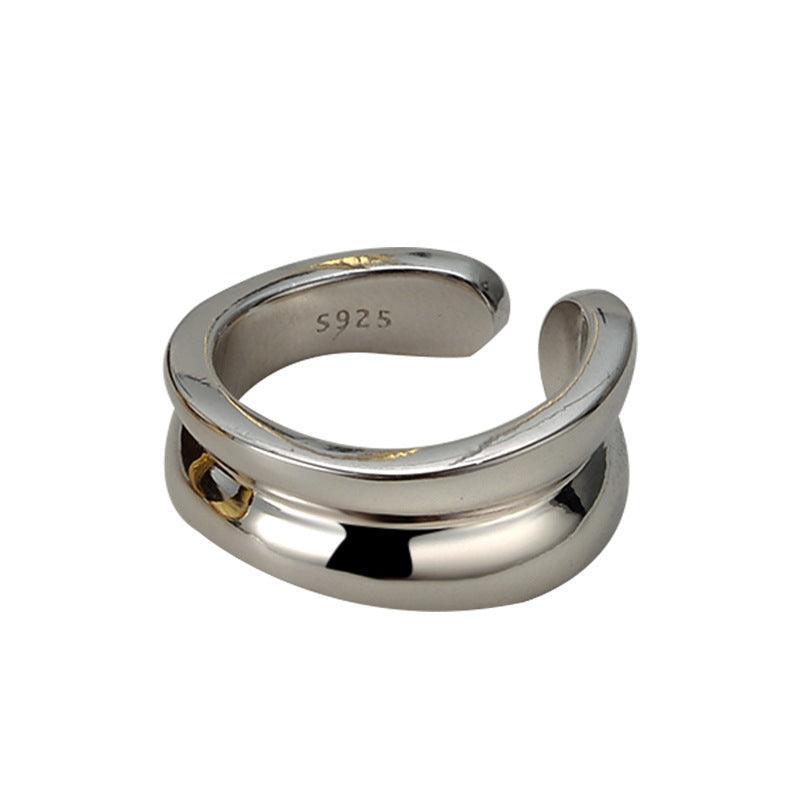 Luxury 925 Sterling Silver Gold Plated Jewelry Adjustable Open Ring For Women
