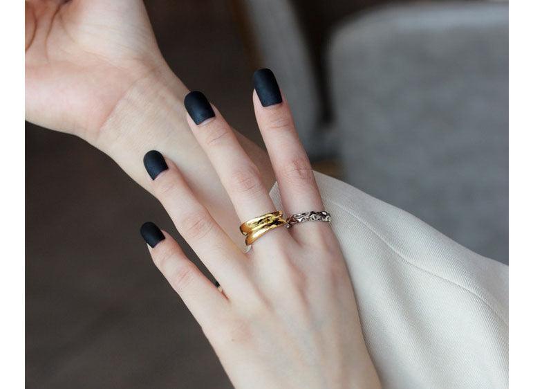 Luxury 925 Sterling Silver Gold Plated Jewelry Adjustable Open Ring For Women
