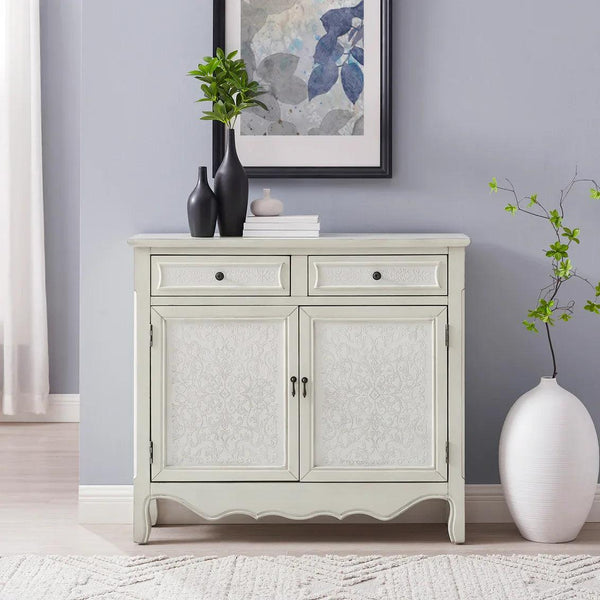Clancy Wood Console with Storage in Cream - Gifts for You 'n Me