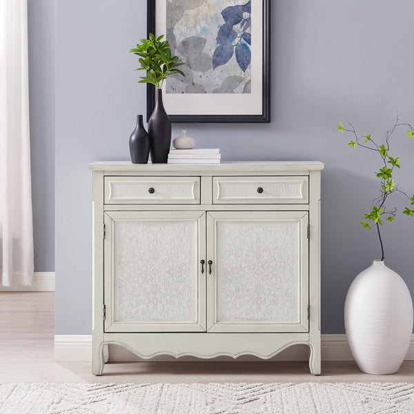 Clancy Wood Console with Storage in Cream