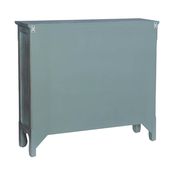 Clancy Wood Storage Cabinet Console in Antiqued Blue and White - Gifts for You 'n Me