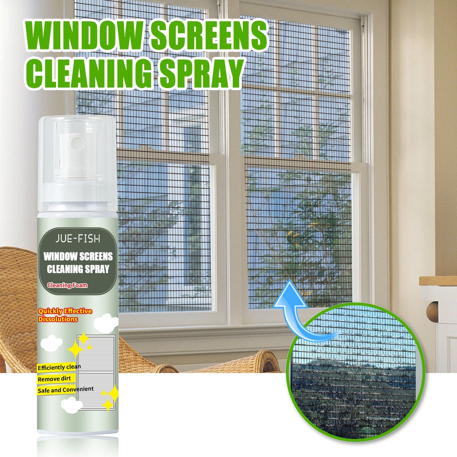 Window Cleaning Spray, Window Screen Cleaning Strong Decontamination Oil Stain Clean Bright Foam Spray