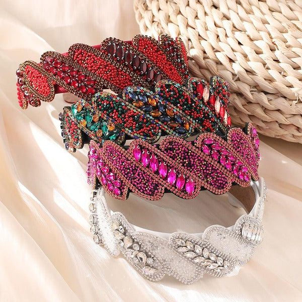 Fashionable Mizhu Water Diamond Baroque Hair Hoop