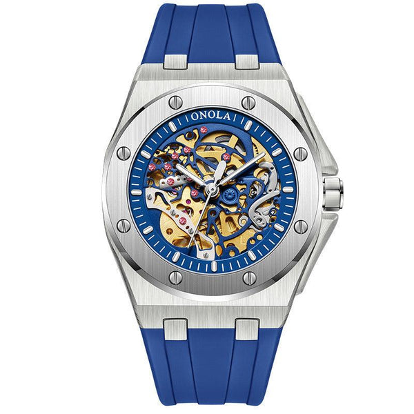 Fully automatic mechanical watch for men fashionable multi-color silicone tape waterproof watch