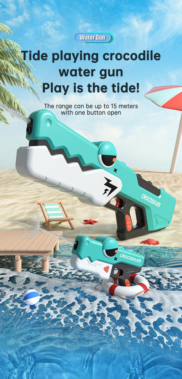 Cute Crocodile Automatic Electric Water Gun Summer Toy Gun Beach Outdoor Water Fight Toys