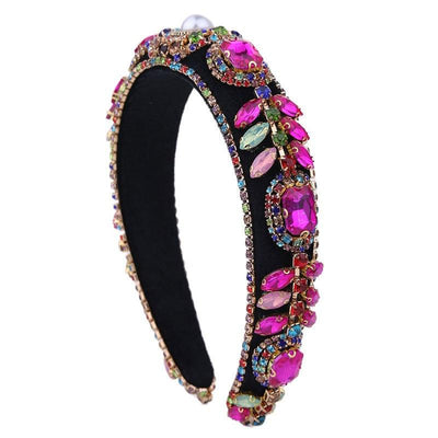 Decorated with colored glass diamond flower headband