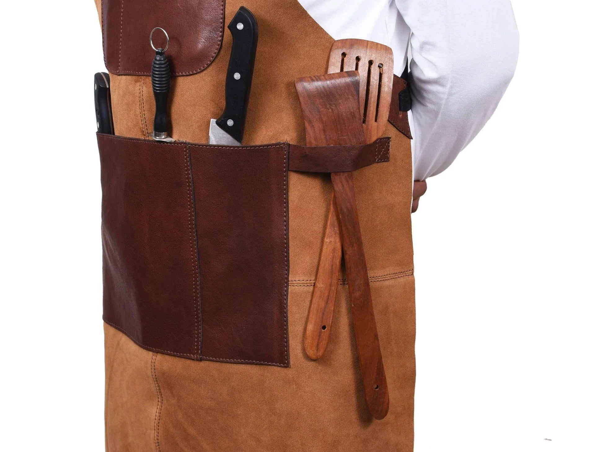 Genuine Leather Suede Apron - Saddle Brown - Gifts for You 'n Me