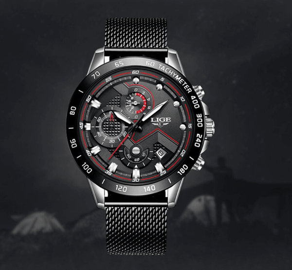 Men's Sports Waterproof Watch With  Stainless Steel Bracelet Unique Design Perfect Gift For Your Man