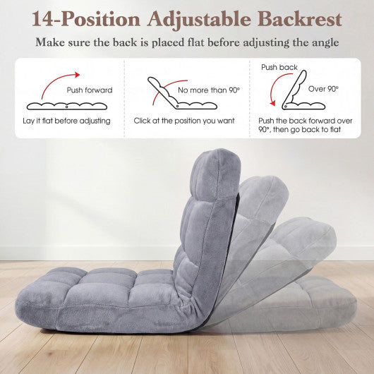 14-Position Adjustable Cushioned Floor Chair-Light Gray