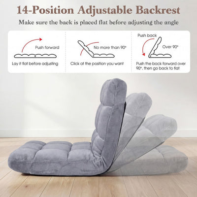 14-Position Adjustable Cushioned Floor Chair-Light Gray