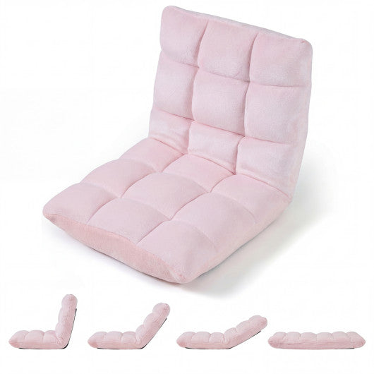 14-Position Adjustable Cushioned Floor Chair-Light Pink