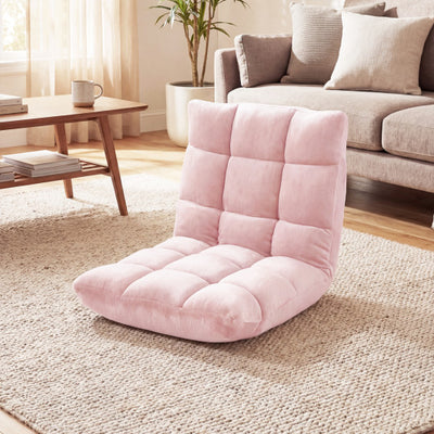 14-Position Adjustable Cushioned Floor Chair-Light Pink