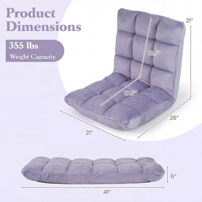 14-Position Adjustable Cushioned Floor Chair-Light Purple