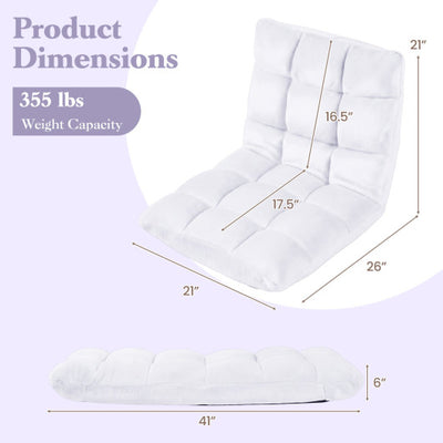 14-Position Adjustable Cushioned Floor Chair-White