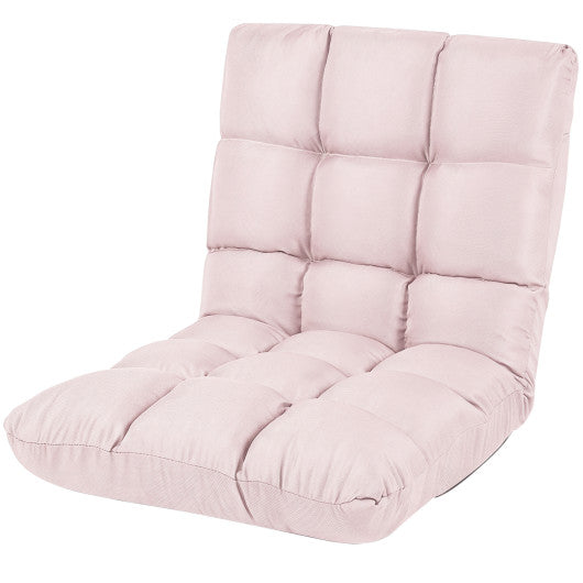 14-Position Adjustable Folding Lazy Gaming Sofa-Light Pink