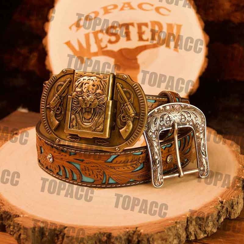 Turquoise Belt with Vintage Lighter Buckle