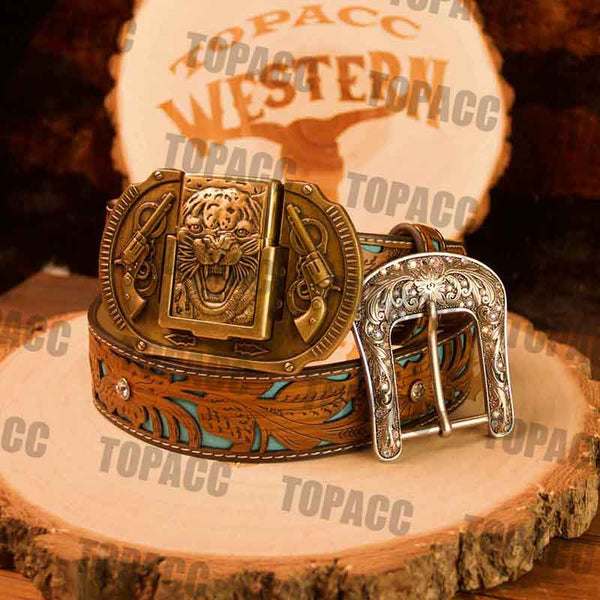 Turquoise Belt with Vintage Lighter Buckle