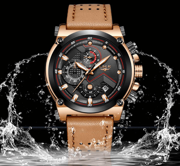 Men's Waterproof Modern Watch With Leather Belts, Stainless Steel Case Excellent Look Perfect Gift