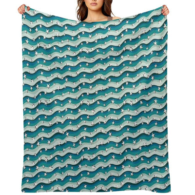 Copy of Stars And Stripes Teal Blue Fun Colourful Pattern Quick-dry Throw Blanket