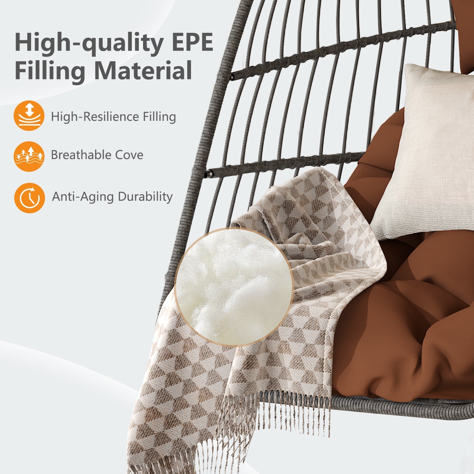 Outdoor Garden Rattan Egg Swing Hanging Chair PE Wicker Hanging Chair for Outdoor Patio