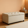 Rectangular Thirty Five Inch Beige Tufted Storage Ottoman Upholstered