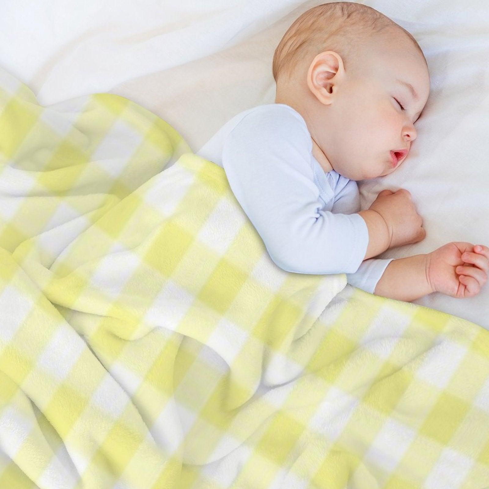 Sunny Yellow Gingham Checked Pattern Throw Blanket