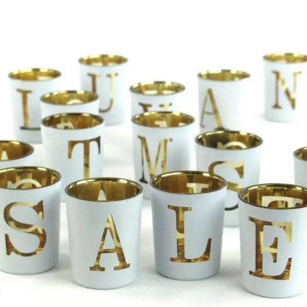 White & Gold Votive Letters