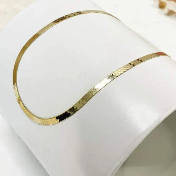 14K Flat Snake Choker Necklace 16