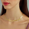 14K Flat Snake Choker Necklace 16