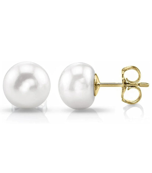 Solid 14K Yellow Gold Freshwater Pearl Studs - Gifts for You 'n Me