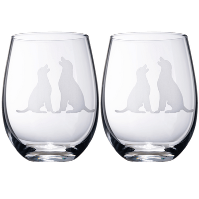 Set of 2 Labrador Dog Stemless Wine Glasses by The Wine Savant - Lab Retriever Puppy & Doggy Lover Him & Her - Dogs Silhouette - Glass Gifts Etched Tumblers for Anniversary, Wedding, Home Bar Gifts