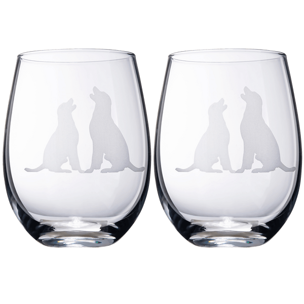 Set of 2 Labrador Dog Stemless Wine Glasses by The Wine Savant - Lab Retriever Puppy & Doggy Lover Him & Her - Dogs Silhouette - Glass Gifts Etched Tumblers for Anniversary, Wedding, Home Bar Gifts
