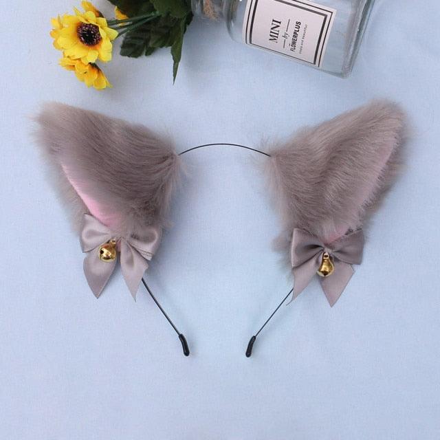 15 Colors Beautiful Masquerade Halloween Cat Ears Cosplay Cat Ear Party Costume Bow Tie Bell Headwear Headband Gorgeous Hair Accessories For Women