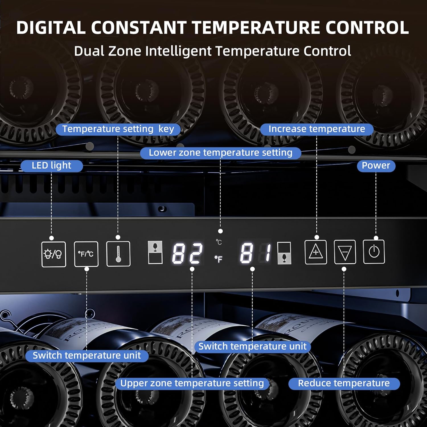 15 Inch Wine Cooler Refrigerator with Stainless Steel Double-Layer Tempered Glass Door W4888S Kismile