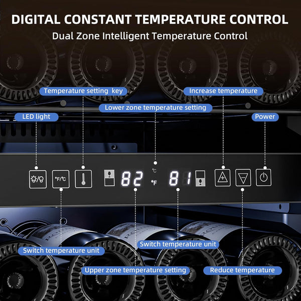 15 Inch Wine Cooler Refrigerator with Stainless Steel Double-Layer Tempered Glass Door W4888S Kismile