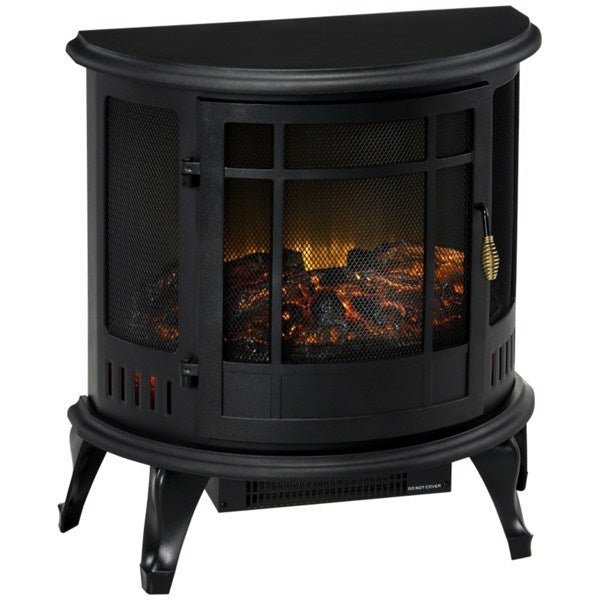 22.8 Inch Freestanding Electric Fireplace Heater 1500W Adjustable Flames Black