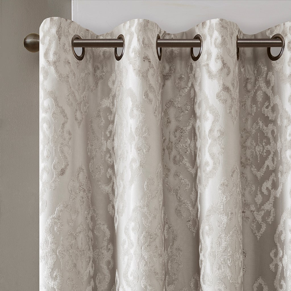 Mirage Knitted Jacquard Damask Total Blackout Grommet Top Curtain Panel by SunSmart