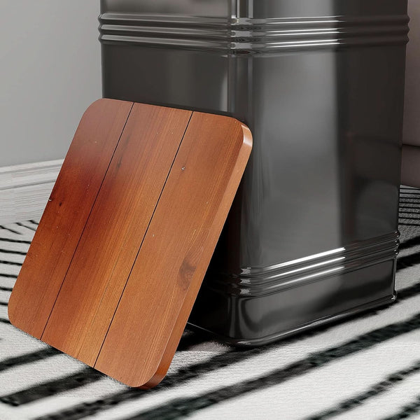 Industrial Black Storage Ottoman With Removable Lid
