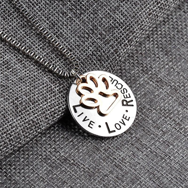 Round Dog Paw Tag Short Necklace