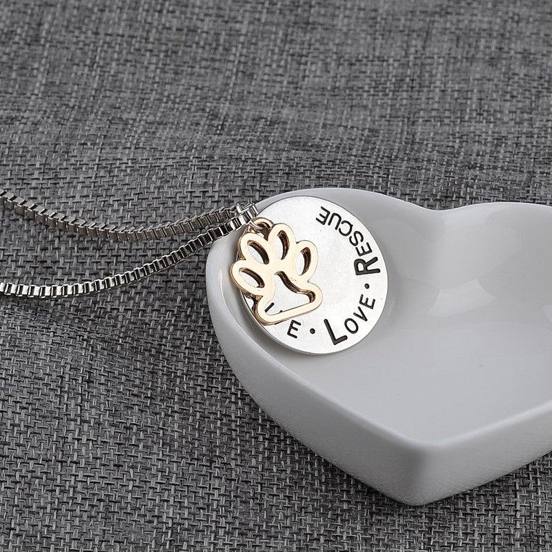 Round Dog Paw Tag Short Necklace