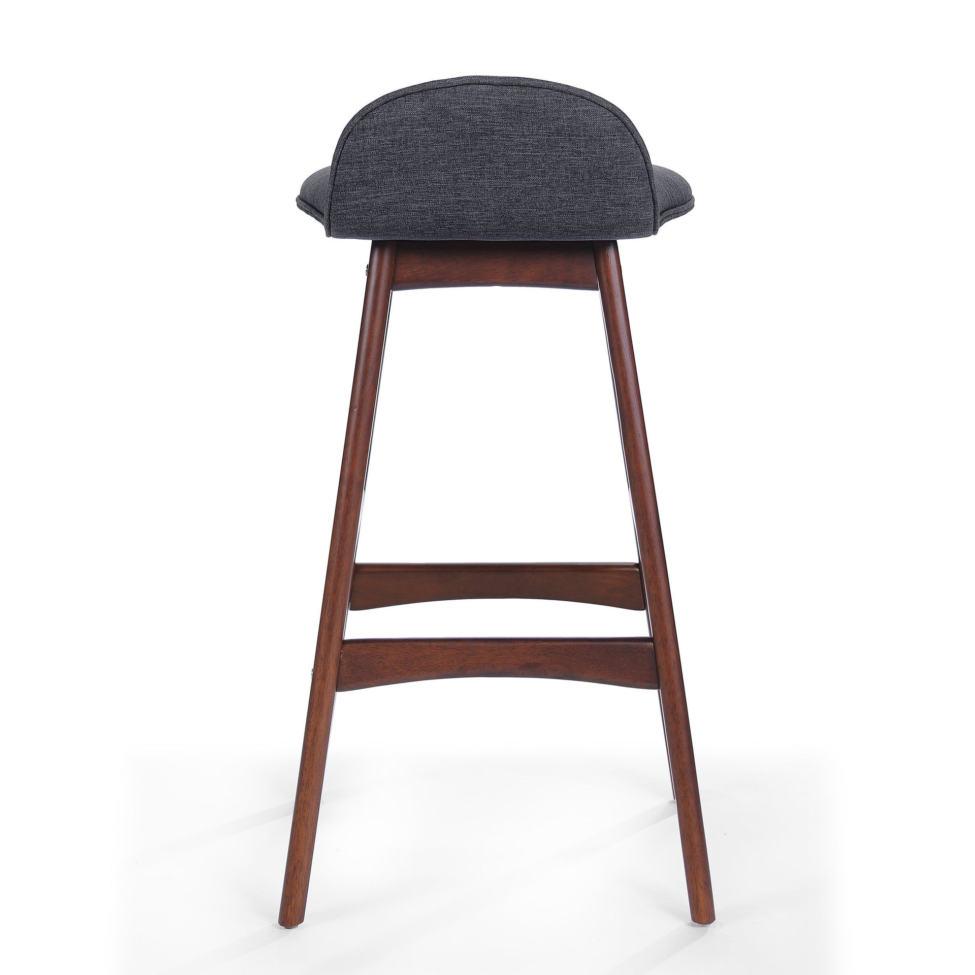 28.5' Mid-Century Modern Upholstered Low Back Barstools (Set of 2), Charcoal, Walnut Finish
