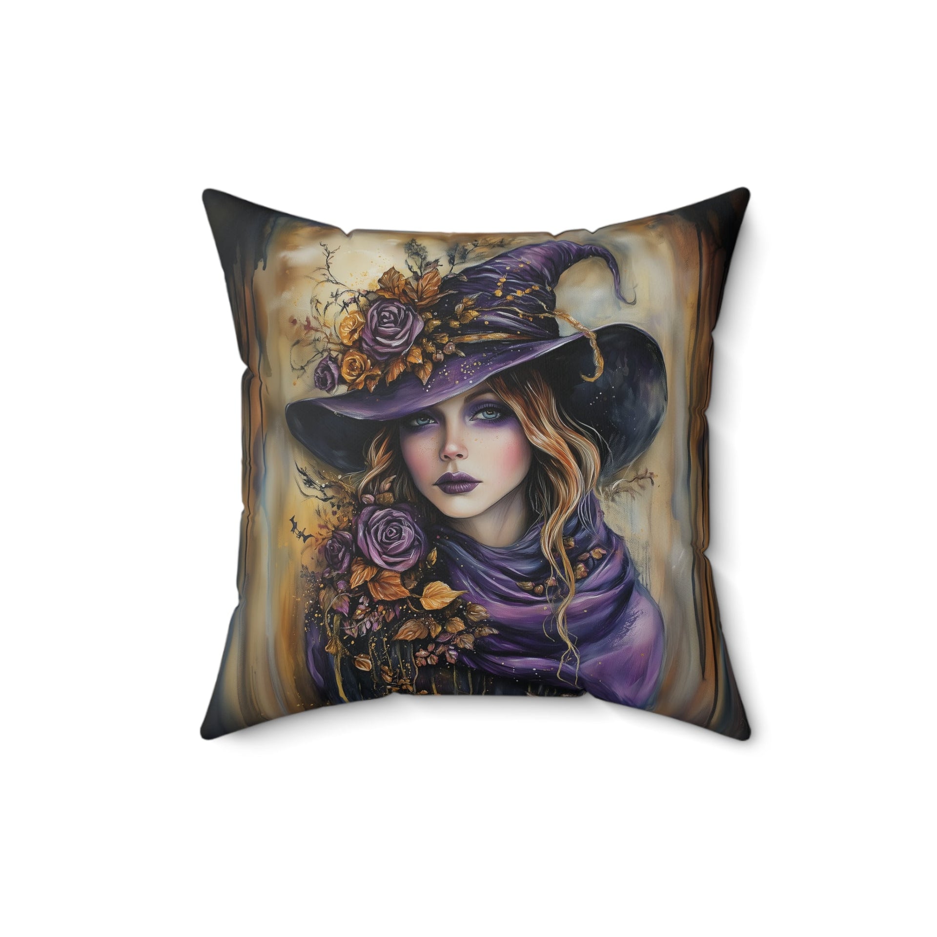 Microsuede Cushion / Halloween Art / Witch - Autumn /