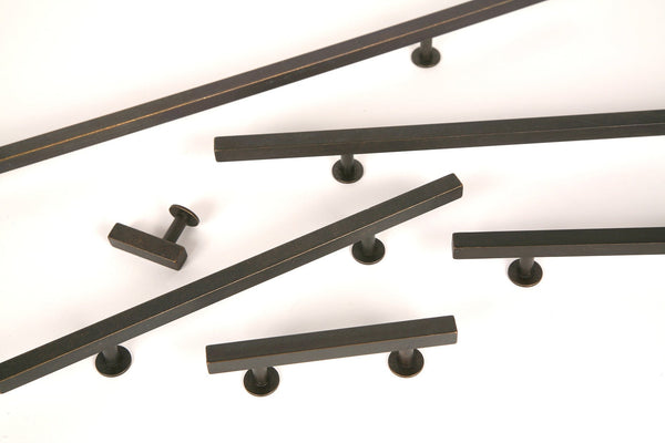 Lew's Square Bar Cabinet Knobs and Handles in Oil Rubbed Bronze