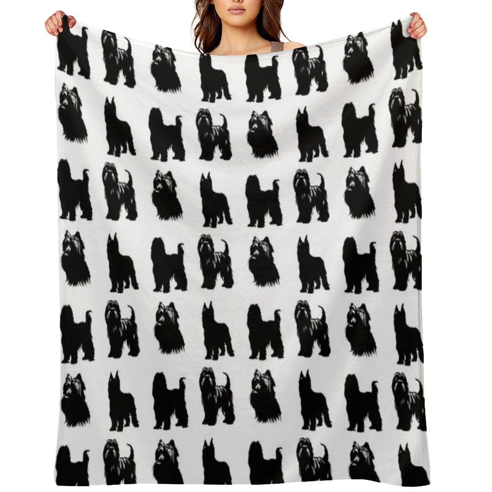 Briard Black Silhouettes Multi-functional Throw Blanket