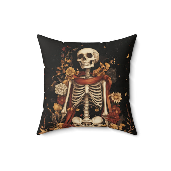Microsuede Cushion / Halloween Art / Autumn Boho Skeleton